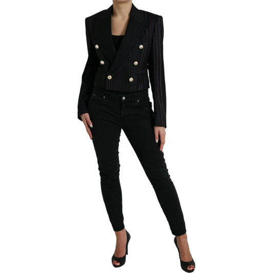 Dolce & Gabbana Black Striped SICILIA Double Breasted Jacket JKT3730-44