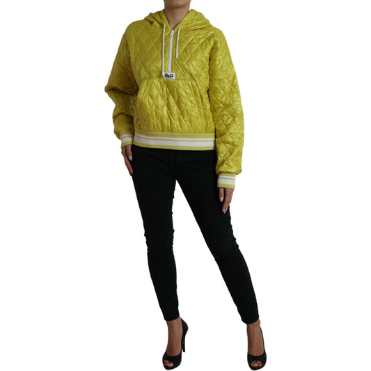 Dolce & Gabbana Yellow Nylon Quilted Hooded Pullover Jacket JKT3734-40