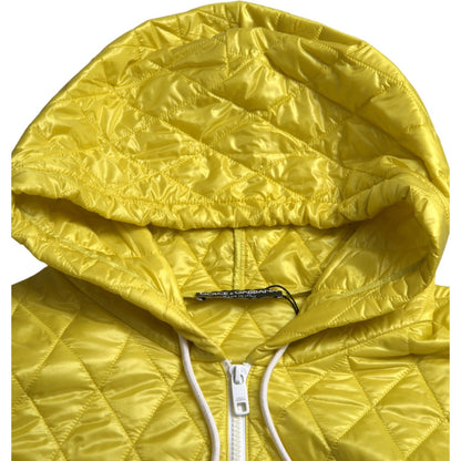 Dolce & Gabbana Yellow Nylon Quilted Hooded Pullover Jacket 1728,67345645728,Bombers - Jackets & Coats - Clothing,Clothing,Dolce & Gabbana,IT40|S,Jackets & Coats - Clothing,Jackets & Coats - Women - Clothing,Material: 100% Nylon,New with tags,Women,Women