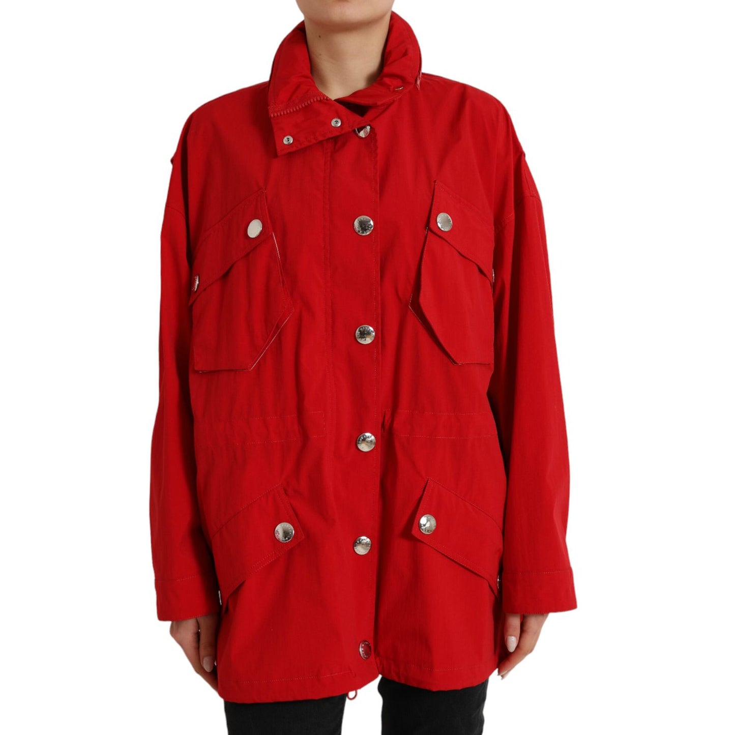 Dolce & Gabbana Red Polyester Hooded Button Rain Coat Jacket 1728,67345645728,Clothing,Dolce & Gabbana,IT40|S,Jackets & Coats - Clothing,Jackets & Coats - Women - Clothing,Material: 100% Polyester,New with tags,Rain Coats - Jackets & Coats - Clothing,Red,