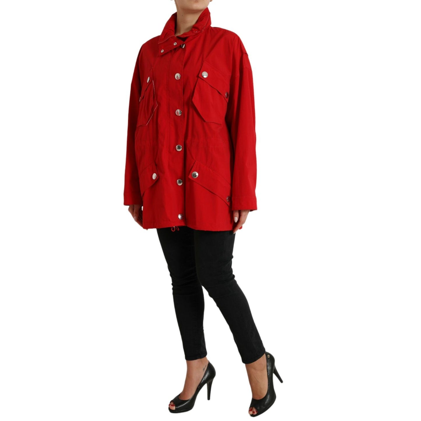 Dolce & Gabbana Red Polyester Hooded Button Rain Coat Jacket 1728,67345645728,Clothing,Dolce & Gabbana,IT40|S,Jackets & Coats - Clothing,Jackets & Coats - Women - Clothing,Material: 100% Polyester,New with tags,Rain Coats - Jackets & Coats - Clothing,Red,