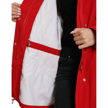 Dolce & Gabbana Red Polyester Hooded Button Rain Coat Jacket 1728,67345645728,Clothing,Dolce & Gabbana,IT40|S,Jackets & Coats - Clothing,Jackets & Coats - Women - Clothing,Material: 100% Polyester,New with tags,Rain Coats - Jackets & Coats - Clothing,Red,