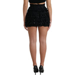 Dolce & Gabbana Black Nylon Textured High Waist Mini Skirt PAN74904-40
