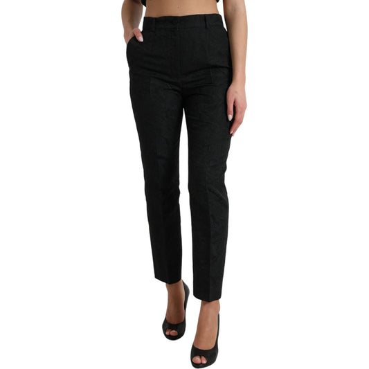 Dolce & Gabbana Black Polyester High Waist Tapered Pants PAN74967-42