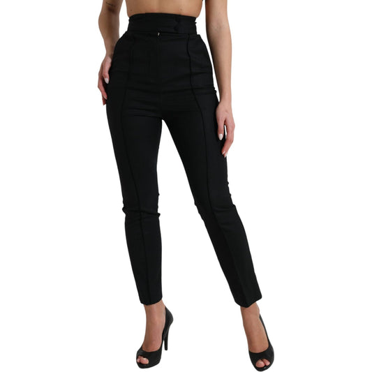 Dolce & Gabbana Black Wool High Waist Tapered Pants PAN74975-40
