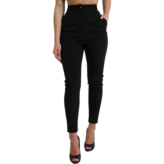 Dolce & Gabbana Black Wool Stretch High Waist Skinny Pants PAN74963-40