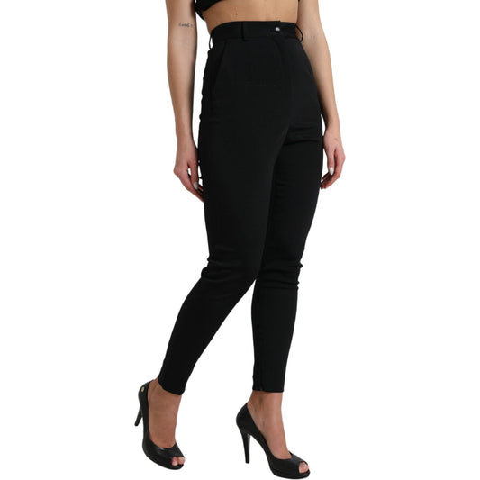 Dolce & Gabbana Black Wool Stretch High Waist Skinny Pants PAN74963-40