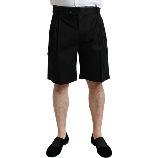 Dolce & Gabbana Black Cotton Stretch Cargo Bermuda Shorts PAN74995-54