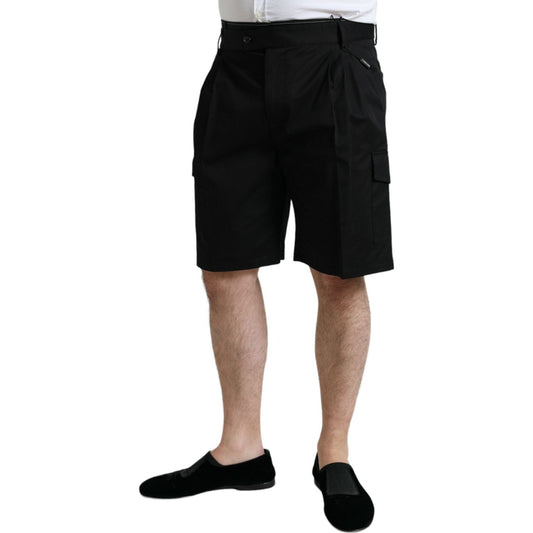 Dolce & Gabbana Black Cotton Stretch Cargo Bermuda Shorts PAN74995-54