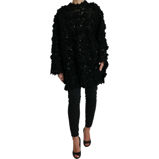 Dolce & Gabbana Black Sequined Embellished Pullover Sweater TSH84208-40