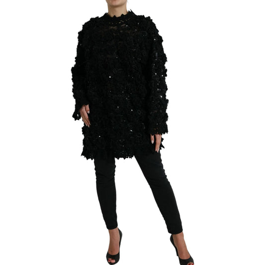 Dolce & Gabbana Black Sequined Embellished Pullover Sweater TSH84208-40