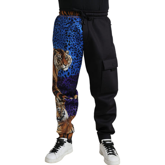Dolce & Gabbana Black Tiger Print Cargo Jogger Pants PAN75044-42