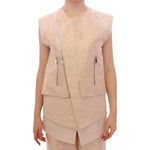Zeyneptosun Exquisite Beige Brocade Sleeveless Jacket Vest Coats & Jackets Zeyneptosun Tan