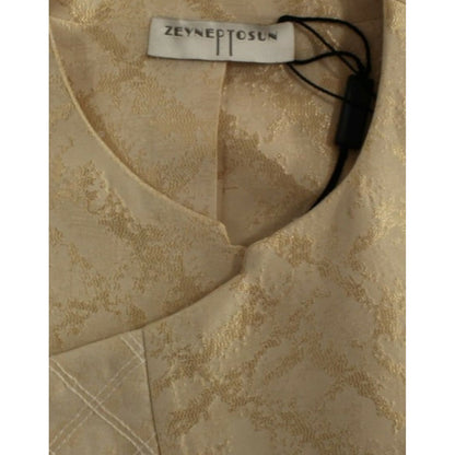 Zeyneptosun Beige brocade sleeveless jacket 10% Linen,1728,30% Viscone,67345645728,Beige,Clothing,IT42|M,Jackets & Coats - Clothing,Jackets & Coats - Women - Clothing,Material: 60% Polyester,New with tags,Sleveless Jacket - Jackets & Coats - Clothing,Wome