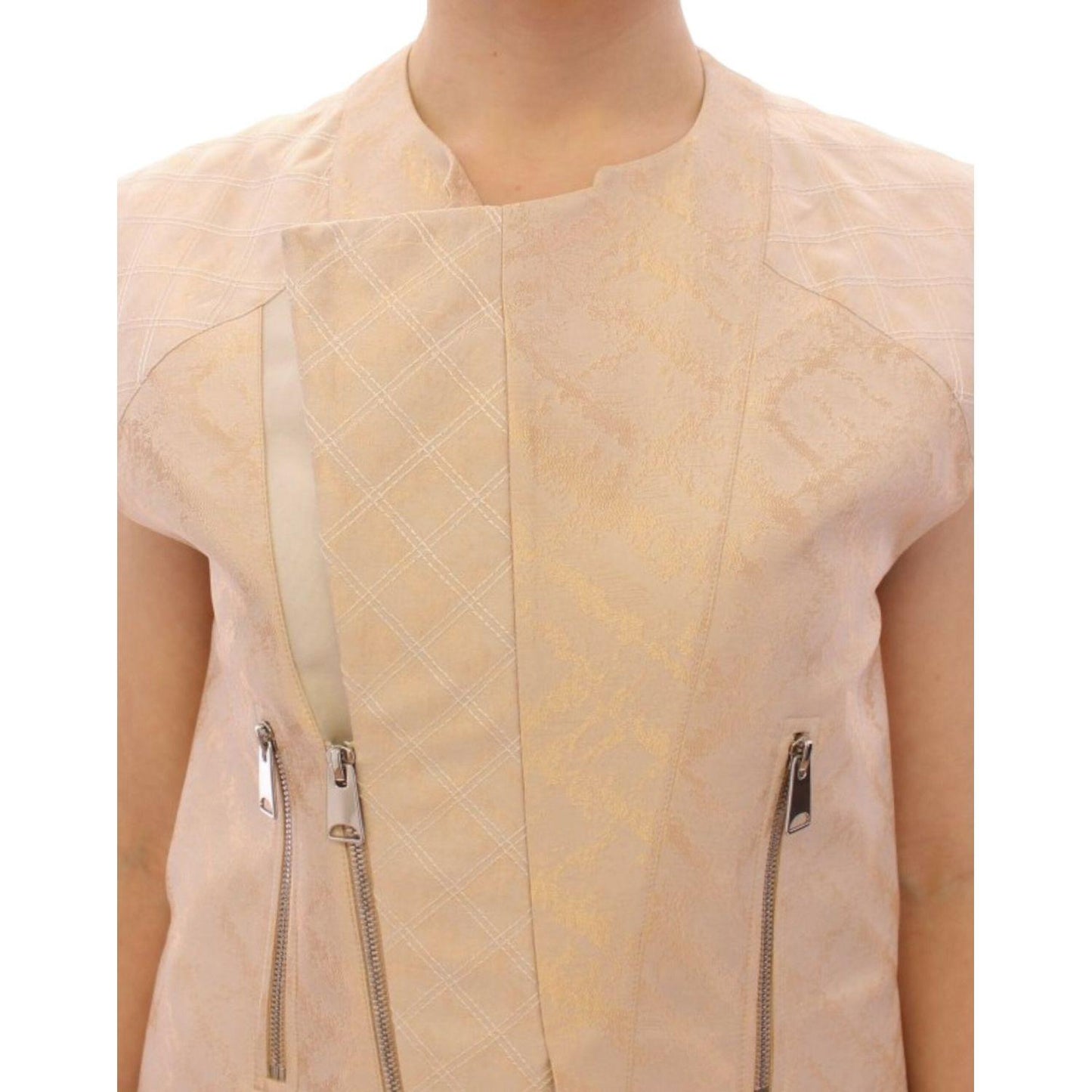 Zeyneptosun Beige brocade sleeveless jacket 10% Linen,1728,30% Viscone,67345645728,Beige,Clothing,IT42|M,Jackets & Coats - Clothing,Jackets & Coats - Women - Clothing,Material: 60% Polyester,New with tags,Sleveless Jacket - Jackets & Coats - Clothing,Wome