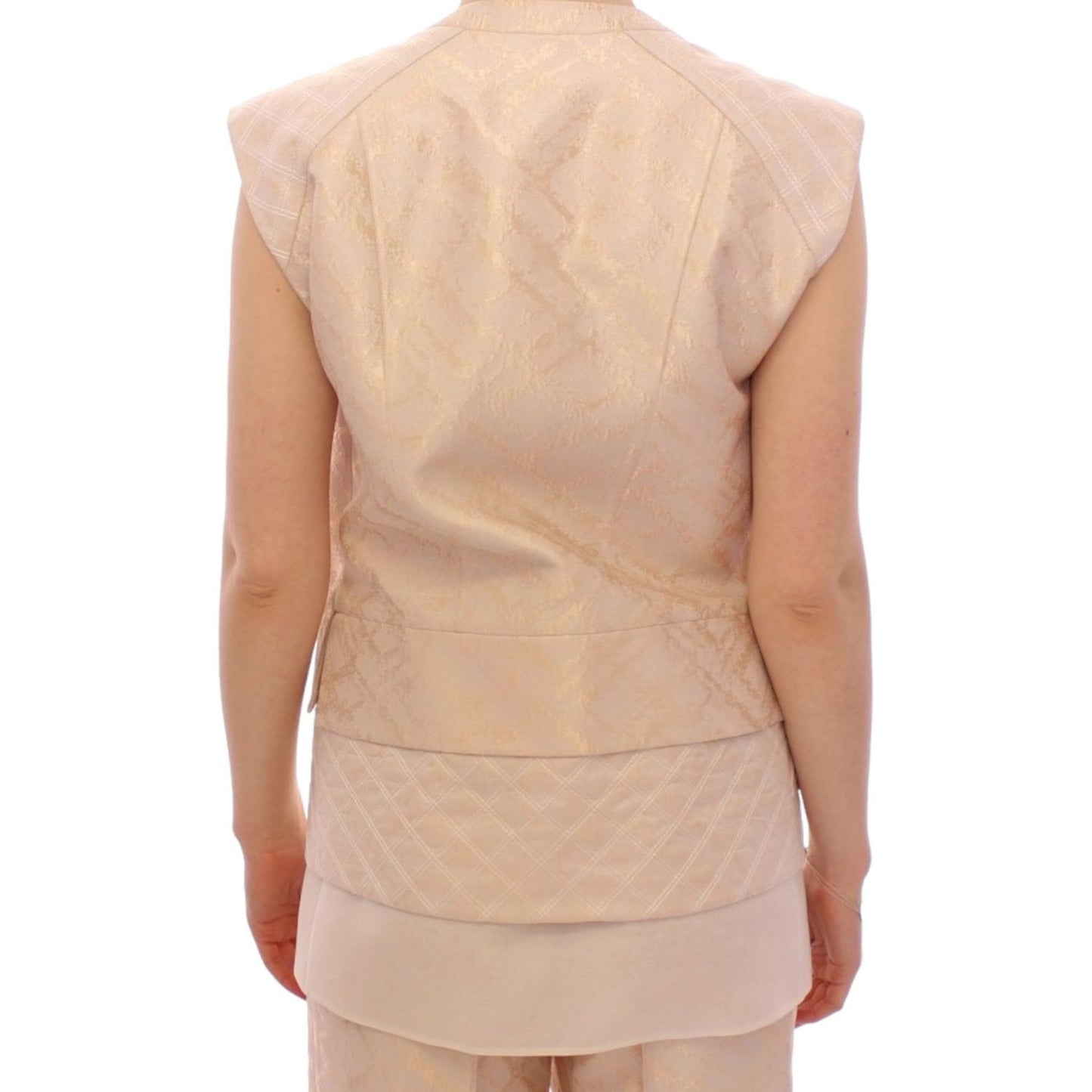 Zeyneptosun Beige brocade sleeveless jacket 10% Linen,1728,30% Viscone,67345645728,Beige,Clothing,IT42|M,Jackets & Coats - Clothing,Jackets & Coats - Women - Clothing,Material: 60% Polyester,New with tags,Sleveless Jacket - Jackets & Coats - Clothing,Wome