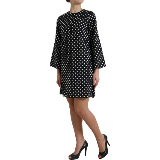 Dolce & Gabbana Black White Polka Dot Nylon Shift Mini Dress DR281001-40