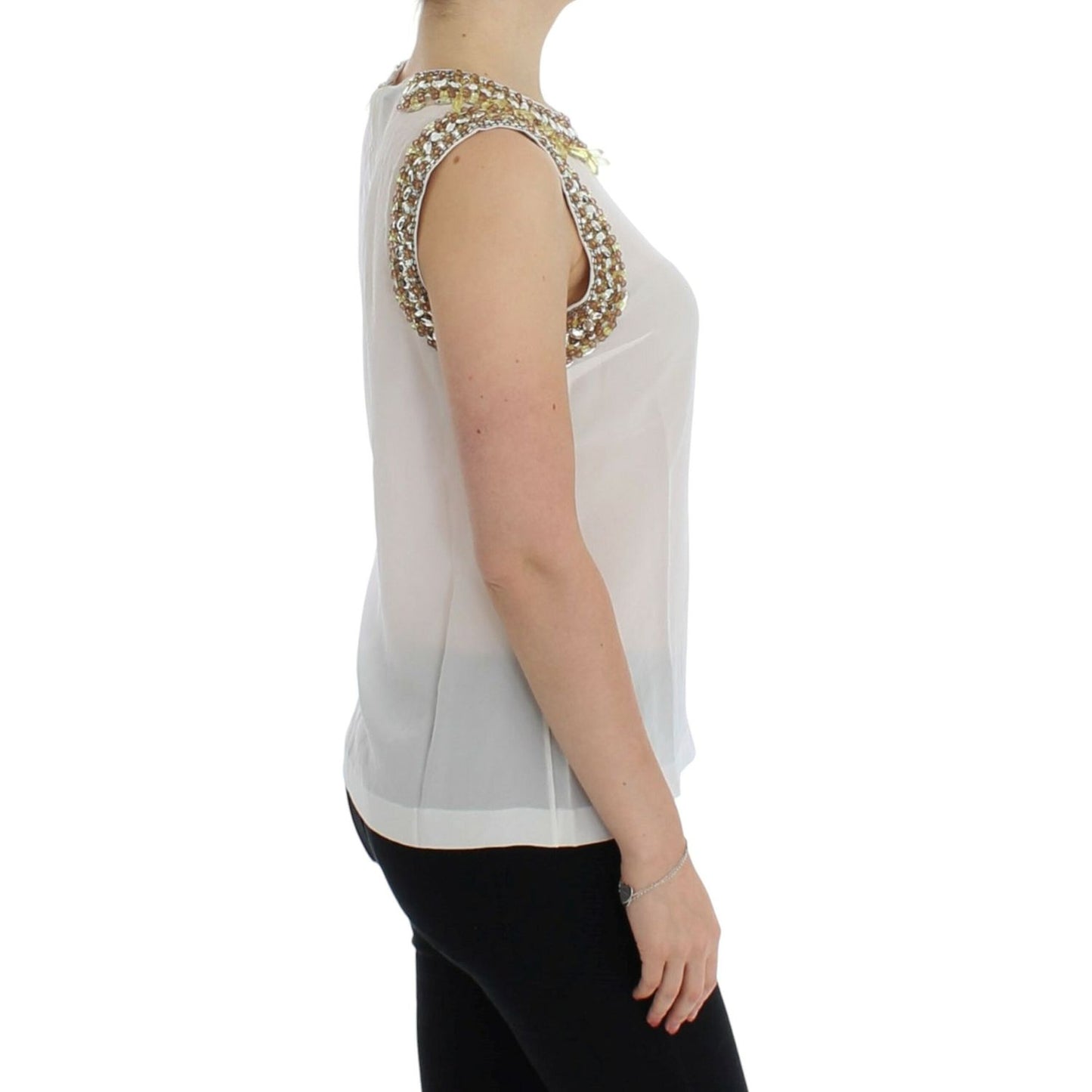 Dolce & Gabbana White crystal embellished tank top