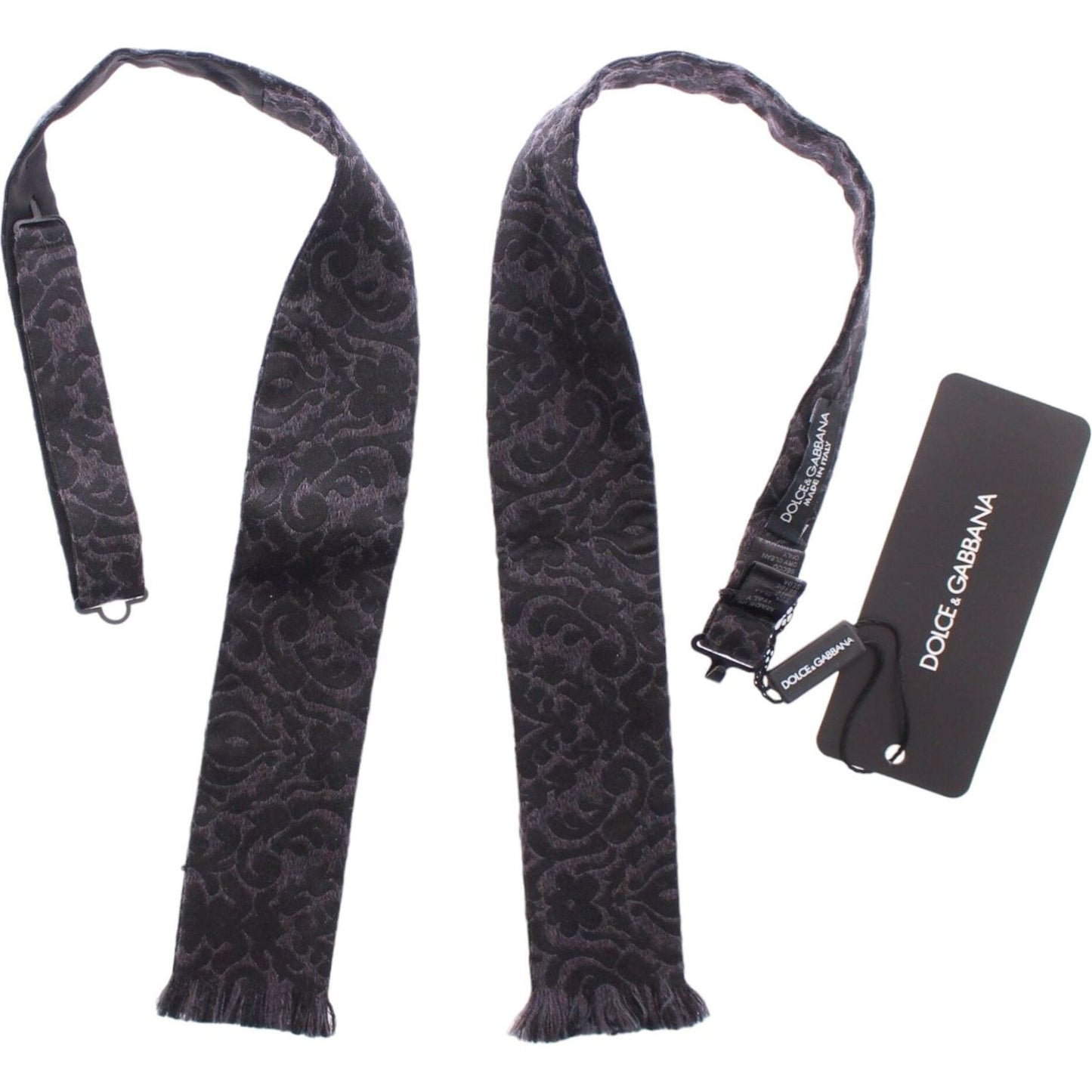 Dolce & Gabbana Gray Black Wool Bow Tie1728,40% Wool,67345645728,Accessories,Bowties - Ties and Formal Accessories - Accessories,Dolce & Gabbana,Gray,Material: 60% Silk,Men,Men - Accessories,New with tags,Ties & Bowties - Men - Accessories,Ties and Formal