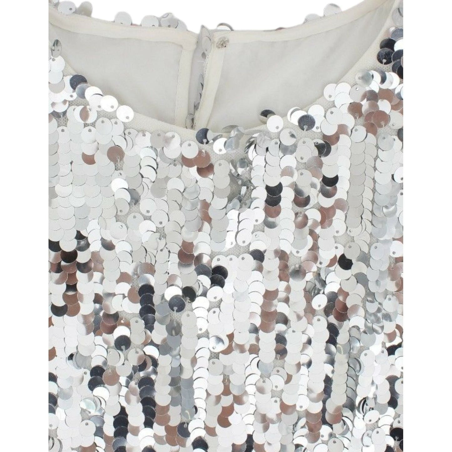 Dolce & Gabbana Silver Sequined Crewneck Blouse T-shirt Top