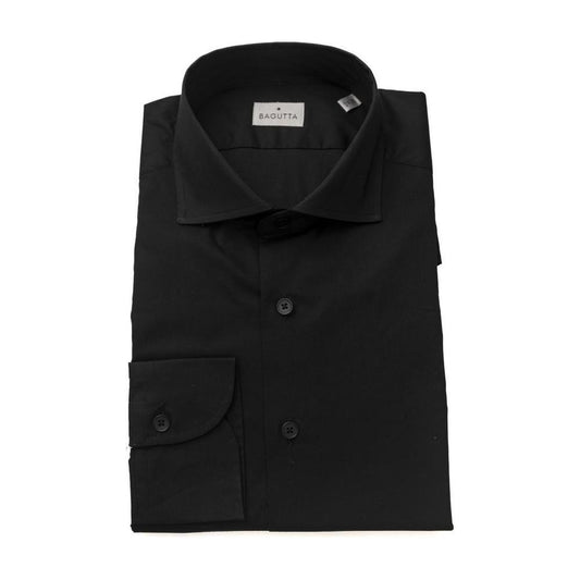 Bagutta Black Cotton Men's Shirt Slim Fit With French Collar BA-23945-L