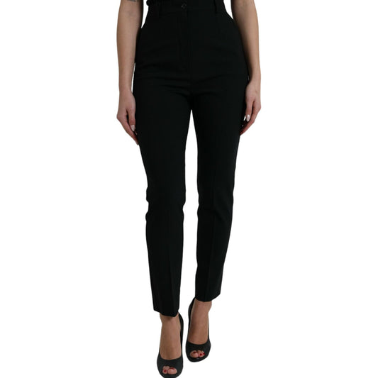 Dolce & Gabbana Black Wool High Waist Tapered Pants PAN74984-40