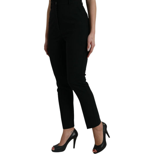 Dolce & Gabbana Black Wool High Waist Tapered Pants PAN74984-40
