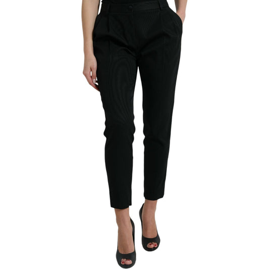 Dolce & Gabbana Black Wool High Waist Cropped Tapered Pants PAN74985-42