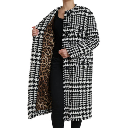Dolce & Gabbana Black White Houndstooth Trench Coat Jacket 1728,67345645728,Black and White,Clothing,Dolce & Gabbana,IT40|S,Jackets & Coats - Clothing,Jackets & Coats - Women - Clothing,Material: 59% Acrylic 22% Cotton 10% Wool 6% Polyester 3% Other Fiber