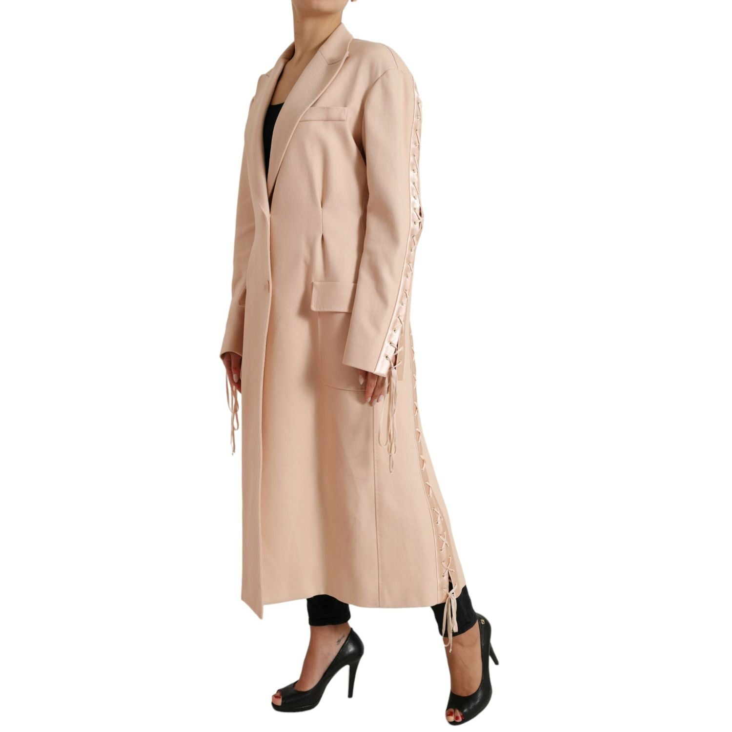 Dolce & Gabbana Beige Cotton Single Breasted Long Coat Jacket