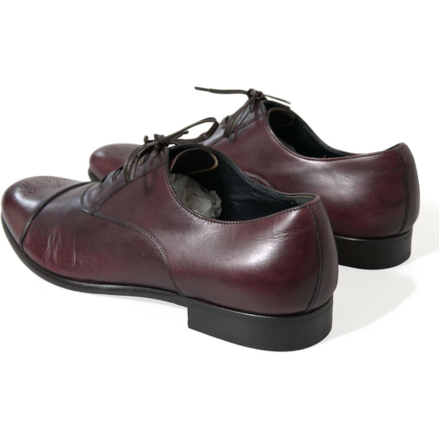 Dolce & Gabbana Bordeaux Leather Men Formal Derby Dress Shoes MV5519-44