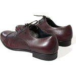 Dolce & Gabbana Bordeaux Leather Men Formal Derby Dress Shoes MV5519-44