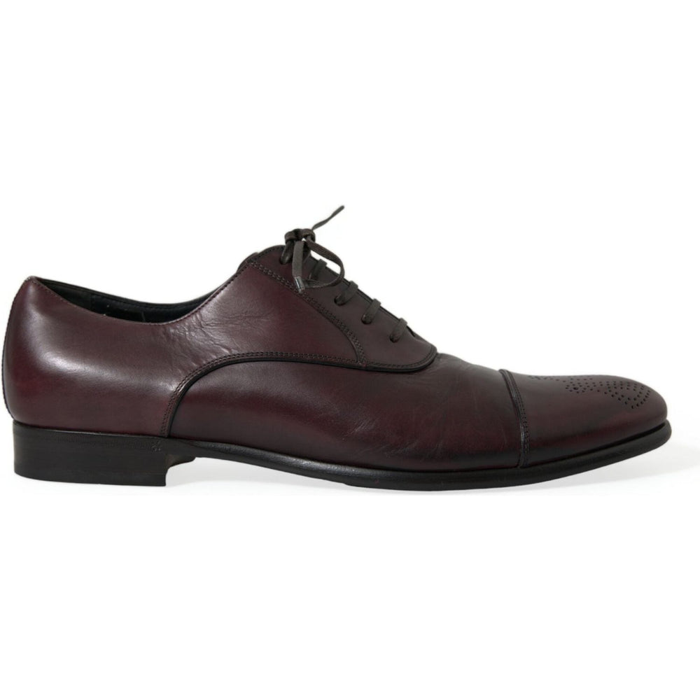 Dolce & Gabbana Bordeaux Leather Men Formal Derby Dress Shoes MV5519-44