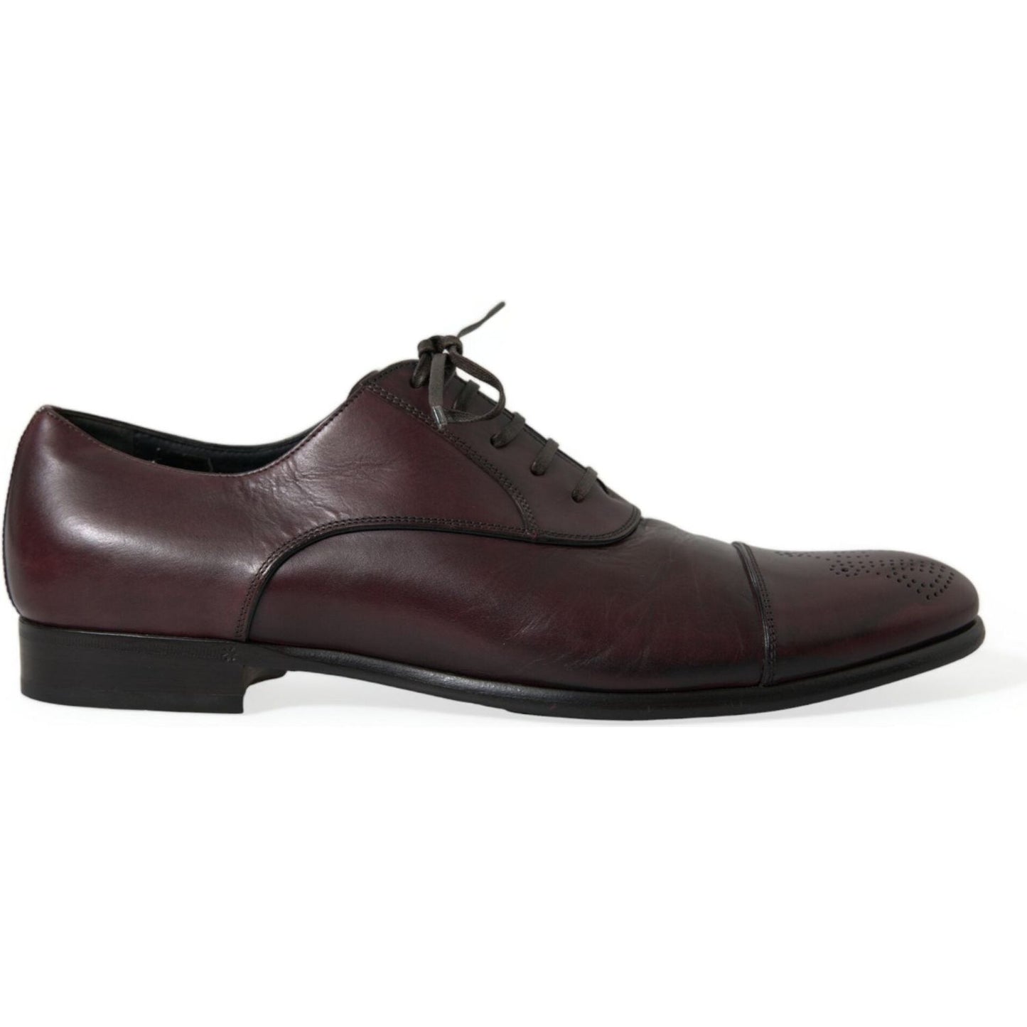 Dolce & Gabbana Bordeaux Leather Men Formal Derby Dress Shoes MV5519-44