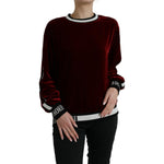Dolce & Gabbana Bordeaux Velvet Round Neck Pullover Sweater TSH84525-38