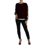 Dolce & Gabbana Bordeaux Velvet Round Neck Pullover Sweater TSH84525-38