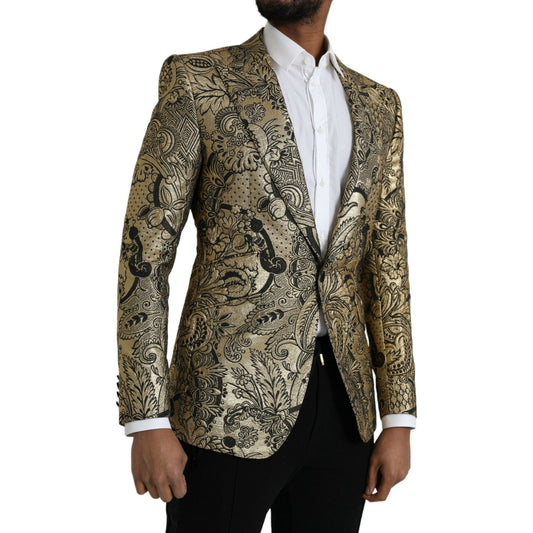 Dolce & Gabbana Gold SICILIA Jacquard Single Breasted Coat Blazer JKT4016-48
