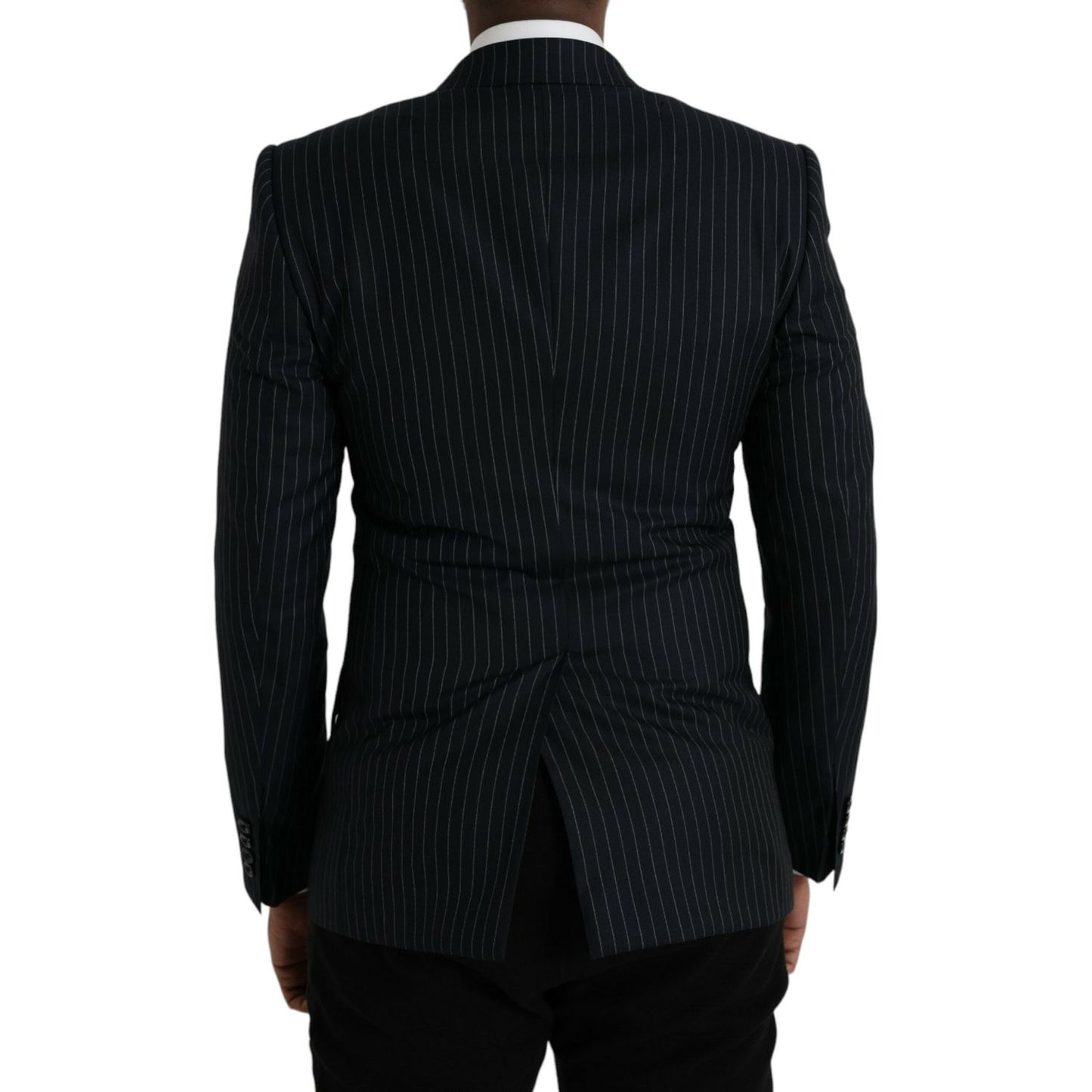 Dolce & Gabbana Dark Gray Stripe SICILIA Double Breasted Coat Blazer