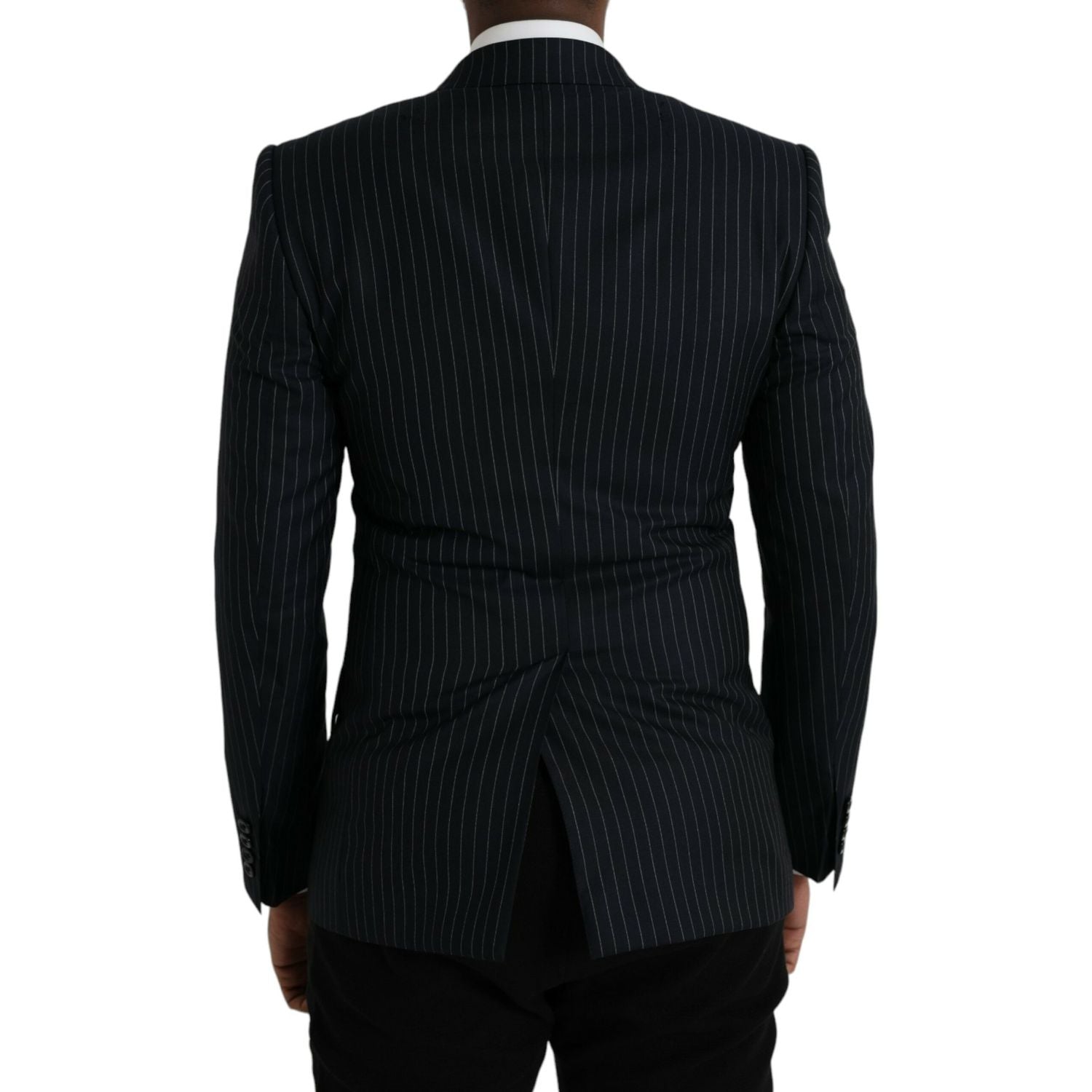 Dolce & Gabbana Dark Gray Stripe SICILIA Double Breasted Coat Blazer