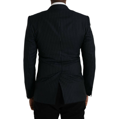Dolce & Gabbana Dark Gray Stripe SICILIA Double Breasted Coat Blazer