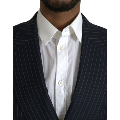 Dolce & Gabbana Dark Gray Stripe SICILIA Double Breasted Coat Blazer