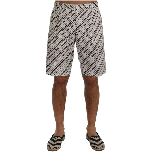 Dolce & Gabbana White Black Striped Casual Shorts 1728,55% Linen,67345645728,Black/White,Clothing,Dolce & Gabbana,IT44 | XS,IT46 | S,IT48 | M,Knee Length - Shorts - Clothing,Material: 45% Cotton,Men,Men - Clothing,New with tags,Shorts - Clothing,Shorts -