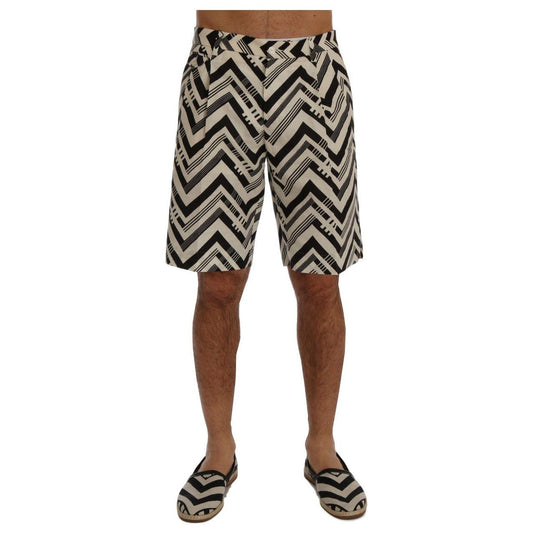 Dolce & Gabbana White Black Striped Cotton Linen Shorts 1728,50% Linen,67345645728,Black/White,Clothing,Dolce & Gabbana,IT44 | XS,IT46 | S,IT52 | XL,IT54 | XL,Knee Length - Shorts - Clothing,Material: 50% Cotton,Men,Men - Clothing,New with tags,Shorts - C