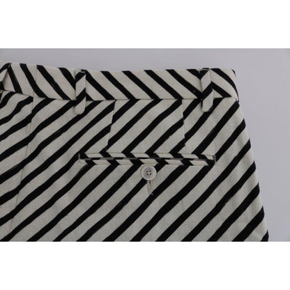 Dolce & Gabbana White Black Striped Hemp Casual Shorts