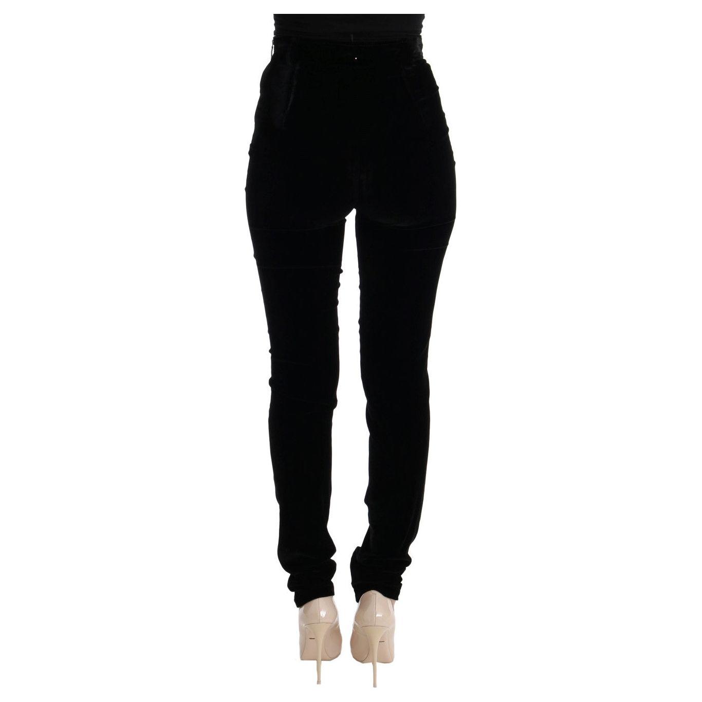 Ermanno Scervino Black Velvet Slim Fit Pants