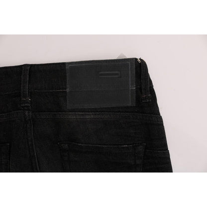 Acht Black Denim Cotton Bottoms Slim Fit Jeans