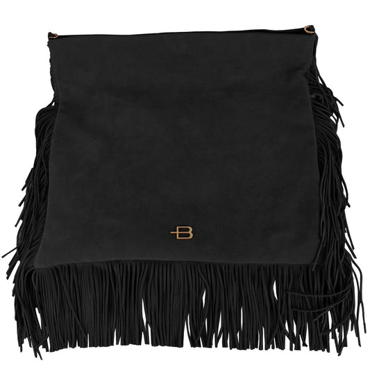 Baldinini Trend Black Calfskin Women Crossbody Bag BA-12334