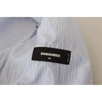 Dsquared² Blue Striped Single Breasted Formal Coat Blazer1728,67345645728,Blazers - Men - Clothing,Blazers - Suits & Blazers - Clothing,Blue,Clothing,Cotton Blend,Dsquared²,IT48 | M,Men,Preowned / Defect,Suits & Blazers - Clothing