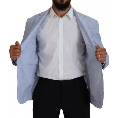 Dsquared² Blue Striped Single Breasted Formal Coat Blazer1728,67345645728,Blazers - Men - Clothing,Blazers - Suits & Blazers - Clothing,Blue,Clothing,Cotton Blend,Dsquared²,IT48 | M,Men,Preowned / Defect,Suits & Blazers - Clothing