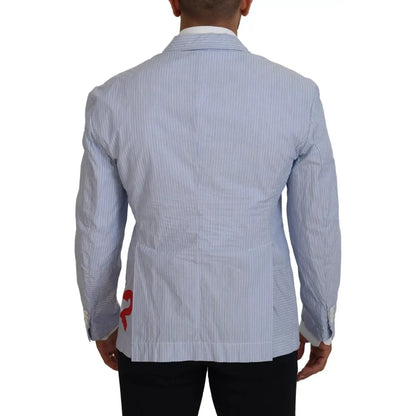 Dsquared² Blue Striped Single Breasted Formal Coat Blazer1728,67345645728,Blazers - Men - Clothing,Blazers - Suits & Blazers - Clothing,Blue,Clothing,Cotton Blend,Dsquared²,IT48 | M,Men,Preowned / Defect,Suits & Blazers - Clothing